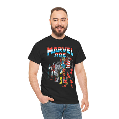 Marvel Age T-Shirt - Captain America, Thor, Incredible Hulk, Iron Man, Spider-Man - New Looks for the 80s