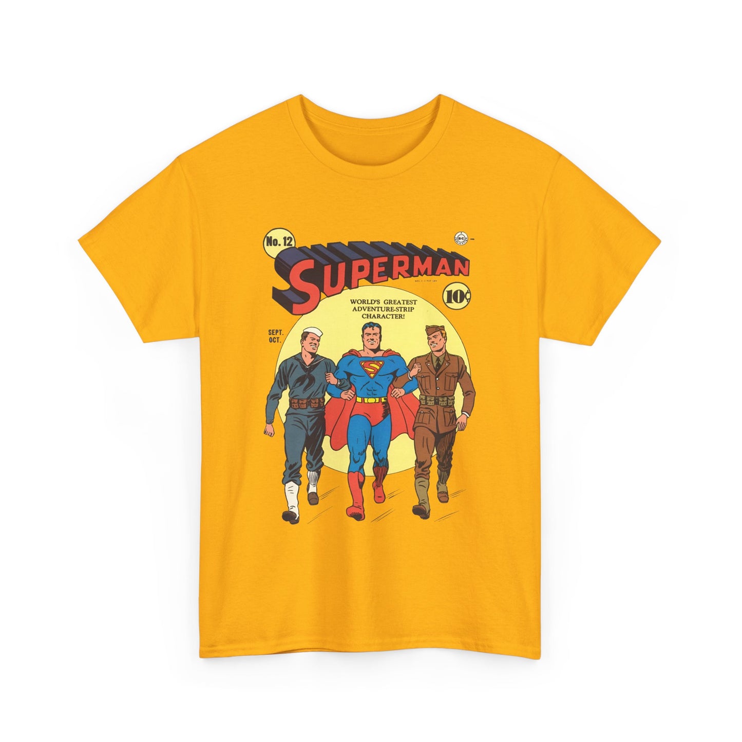 Superman T-Shirt - #12 Cover Art - Golden Age Classic - WWII Support - Iconic Image - DC Comics
