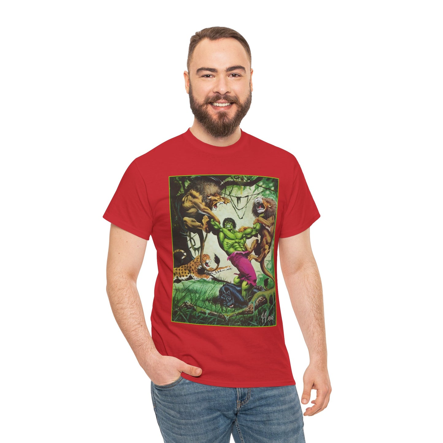 Incredible Hulk T-Shirt - Joe Jusko Art - Hulk Fighting Lions and Tigers (But No Bears, Oh My!) - Marvel Comics
