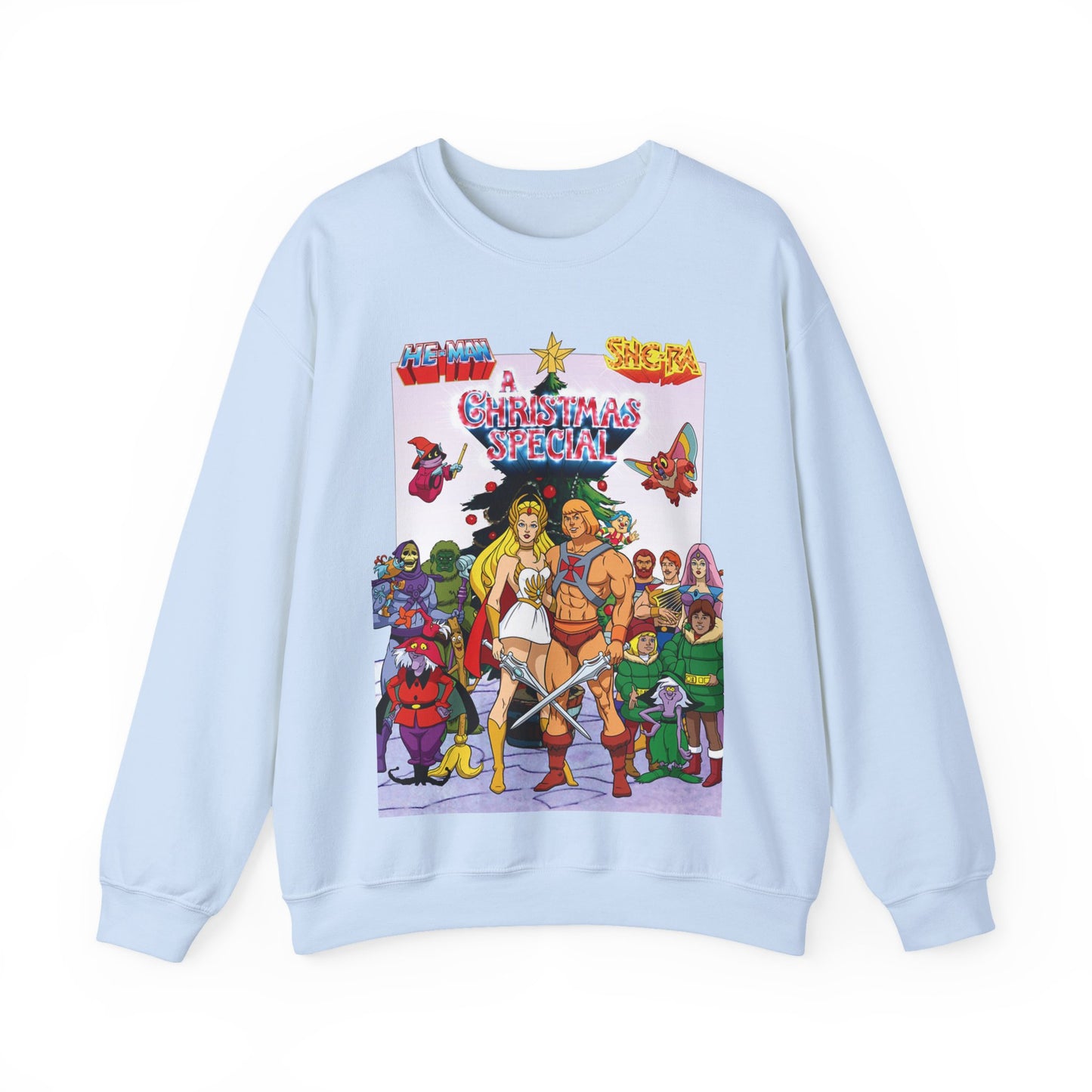 He-Man & She-Ra Christmas Crewneck Sweatshirt - Masters of the Universe, Princess of Power - Filmation Holiday Special