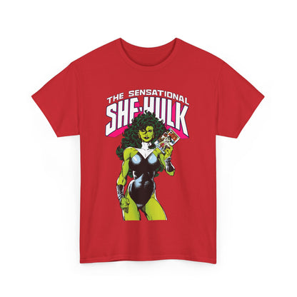 Sensational She-Hulk T-Shirt - Classic John Byrne Art - Jennifer Walters, Hulk's Cousin - Marvel Comics - Popular 1980s Series - "Rip Up Your X-Men!"