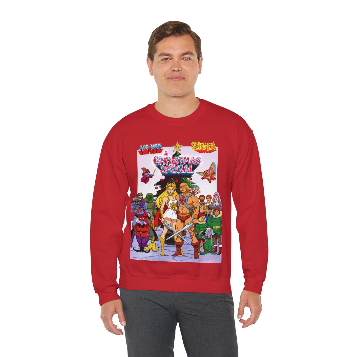 He-Man & She-Ra Christmas Crewneck Sweatshirt - Masters of the Universe, Princess of Power - Filmation Holiday Special