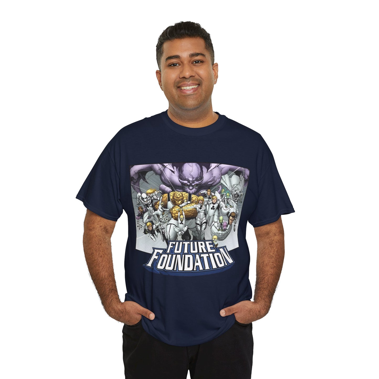 Future Foundation T-Shirt - Marko Djurdjevic Art - Spider-Man, Mr. Fantastic, Invisible Woman, The Thing, Dr. Doom, Bentley 23, Dragon Man, the Moloids - Marvel Comics
