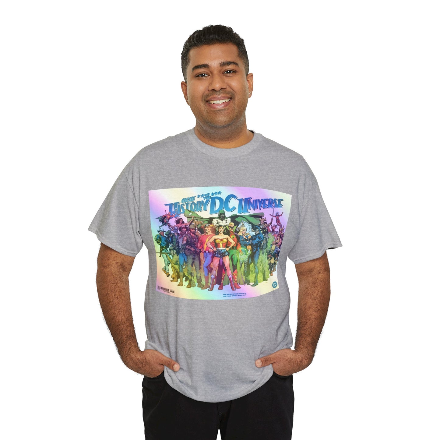 New History of the DC Universe T-Shirt - Wonder Woman, Wildcat, Black Canary, Sgt. Rock, Etrigan, Spectre, Jonah Hex - DC Comics