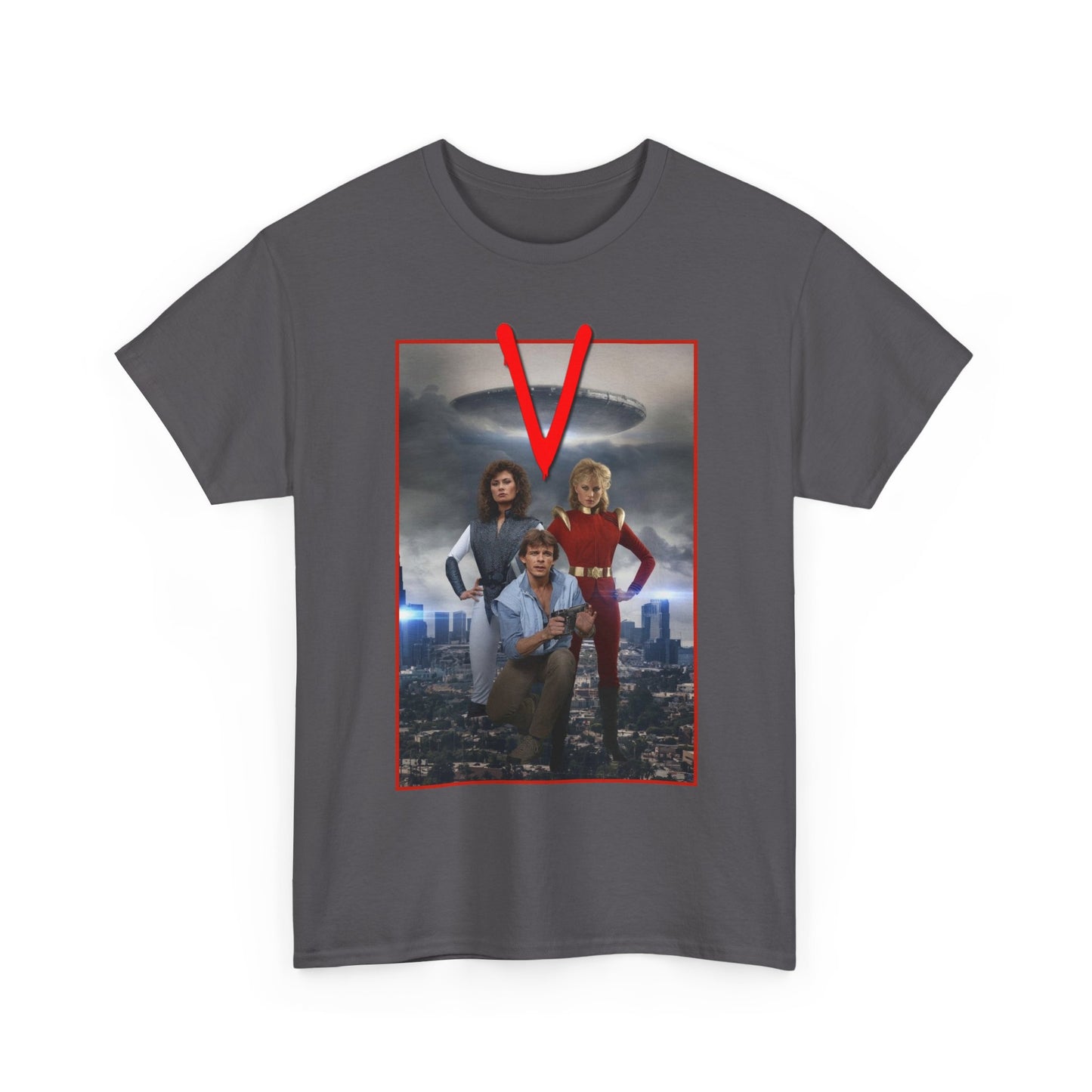 V T-Shirt - Visitors 1983 NBC Sci-Fi Aliens Series - Mike Donovan, Diana, Lydia