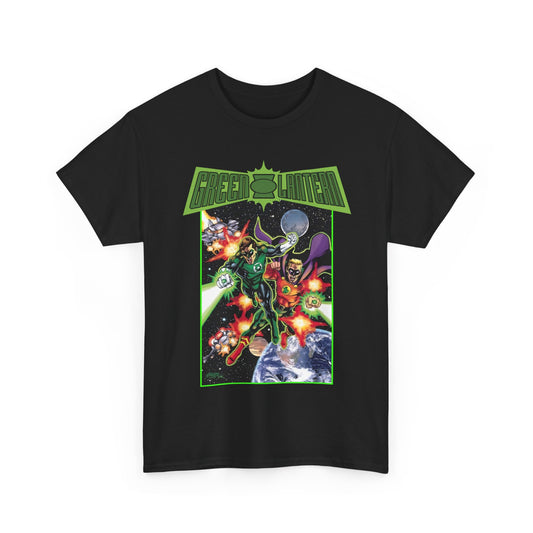 Black t-shirt with DC Comics Green Lantern graphic design on a white background