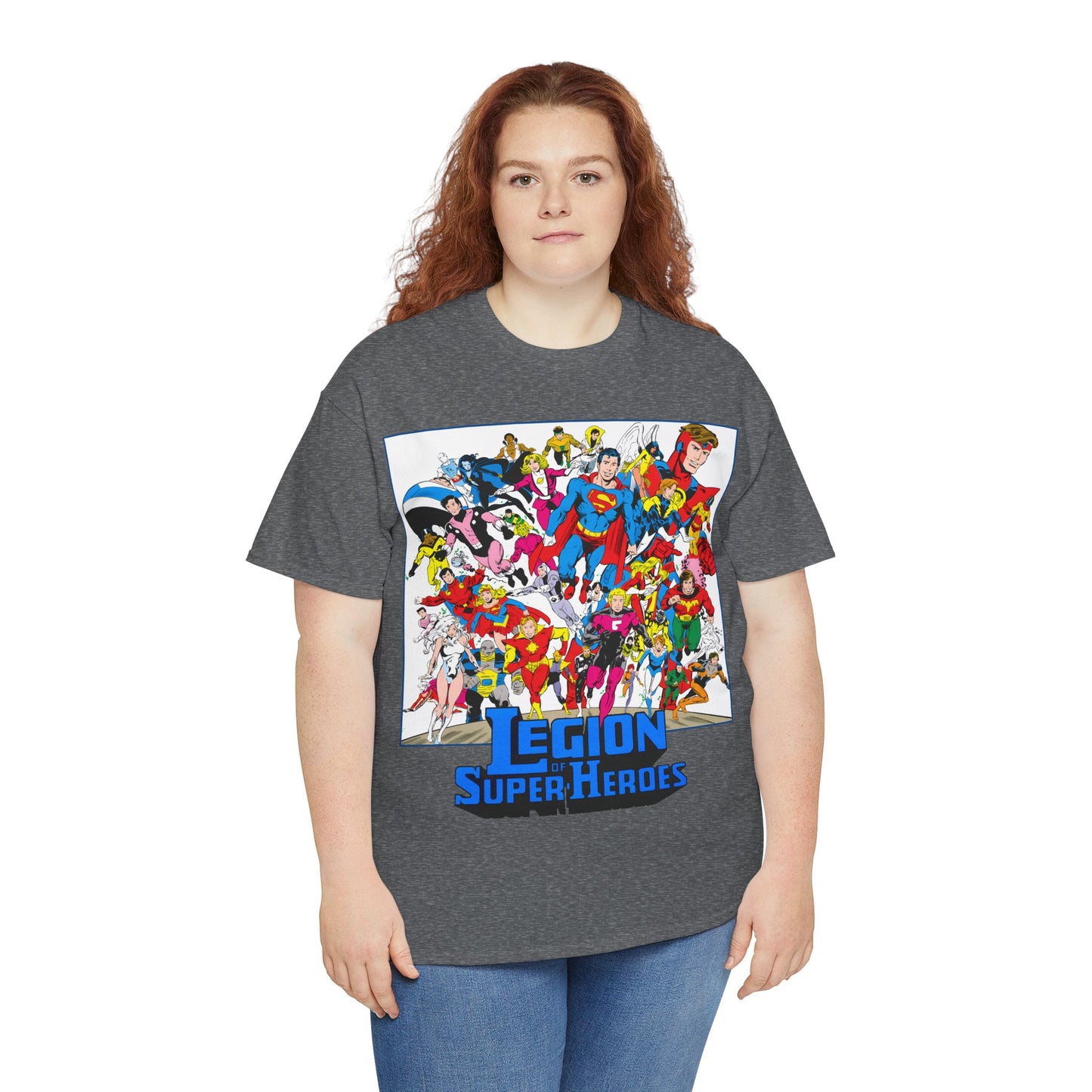 Legion of Super-Heroes T-Shirt - Greg Laroque Art - Who's Who in DC Comics - Superboy, Cosmic Boy, Dream Girl, Dawnstar, Supergirl, Sun Boy, Wildfire, Element Lad, Invisible Kid, Saturn Girl, Lightning Lad - DC Comics