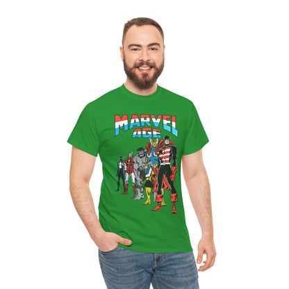 Marvel Age T-Shirt - Captain America, Thor, Incredible Hulk, Iron Man, Spider-Man - New Looks for the 80s