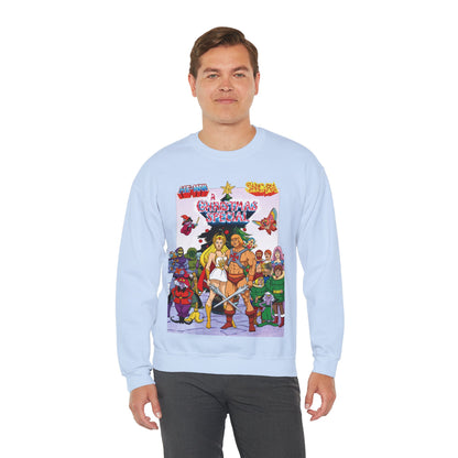 He-Man & She-Ra Christmas Special Heavy Blend Crewneck Sweatshirt - Masters of the Universe, Princess of Power Filmation Festive Holiday Cartoon