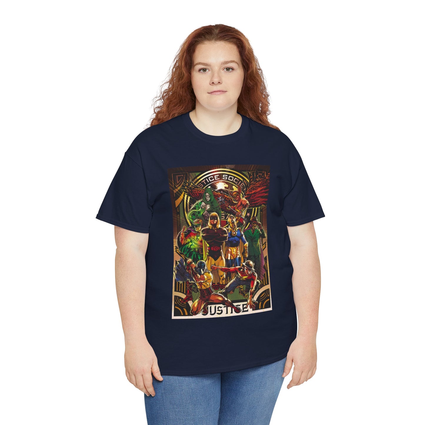 Justice Society T-Shirt - Tony Harris Art - Hawkman, Hourman, Dr Fate, Spectre, Sandman, Green Lantern, Atom, Flash - JSA - DC Comics