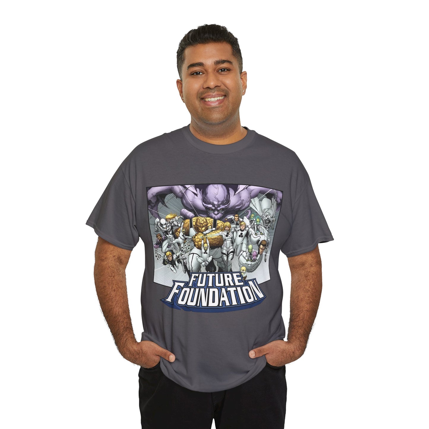 Future Foundation T-Shirt - Marko Djurdjevic Art - Spider-Man, Mr. Fantastic, Invisible Woman, The Thing, Dr. Doom, Bentley 23, Dragon Man, the Moloids - Marvel Comics