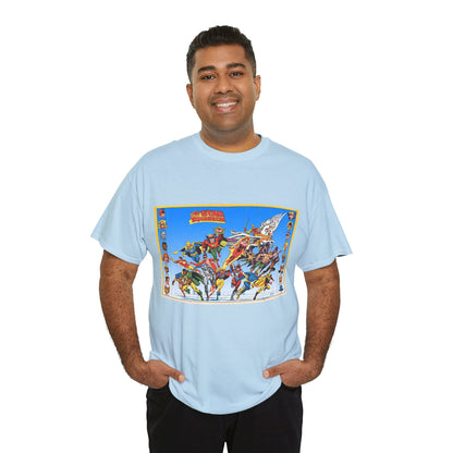 All-Star Squadron T-Shirt - Jerry Ordway Art - JSA Connection - Firebrand, Robotman, Amazing Man, Shining Knight, Tarantula, Dr Fate - Retro 1980s Series - DC Comics