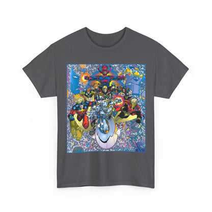 Marvel Cosmic Heroes T-Shirt - Silver Surfer, Captain Marvel, Adam Warlock, Quasar, Nova, Galactus, Jack of Hearts, Moondragon, Thanos