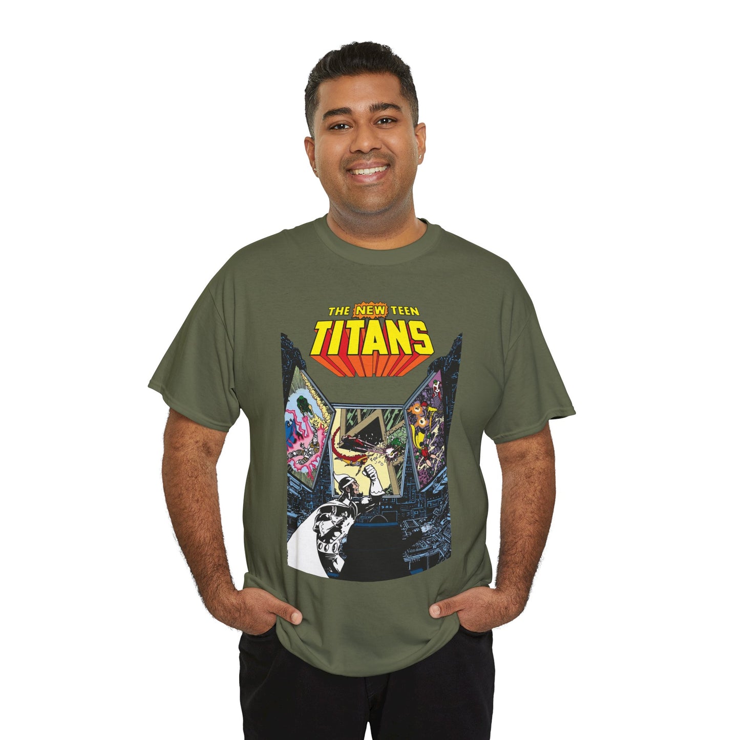 New Teen Titans T-Shirt - George Perez Art - Dr. Light, Titans Tower - DC Comics