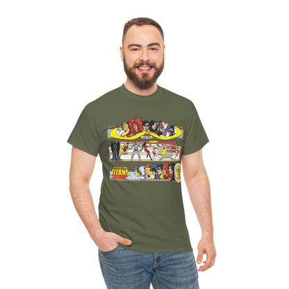 New Teen Titans T-Shirt - George Perez Art - 1980s Promotional Banners - Robin, Wonder Girl, Cyborg, Starfire - DC Comics