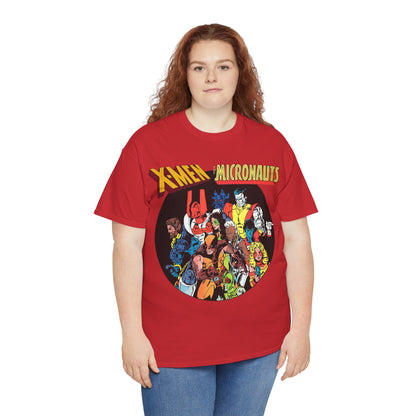 X-Men/Micronauts T-Shirt - Wolverine, Storm, Nightcrawler, Kitty Pryde, Colossus, Acroyear, Arcturus Rann, Marionette Bug - Marvel Comics - Popular 1980s Crossover Mini-Series