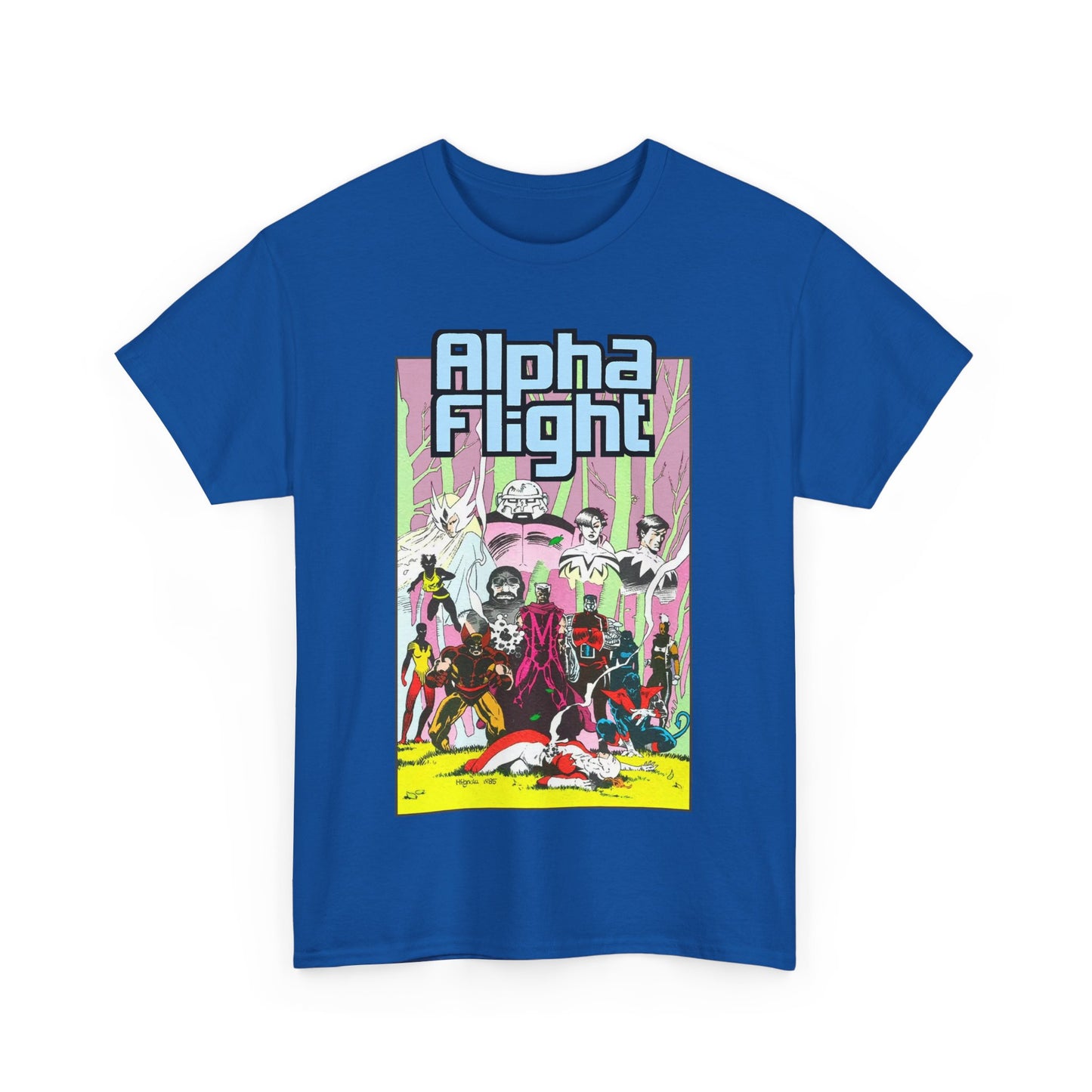 Alpha Flight T-Shirt - Mike Mignola Art - Northstar, Aurora, Snowbird, Shaman, Puck - X-Men: Magneto, Colossus, Shadowcat, Storm - Marvel Comics
