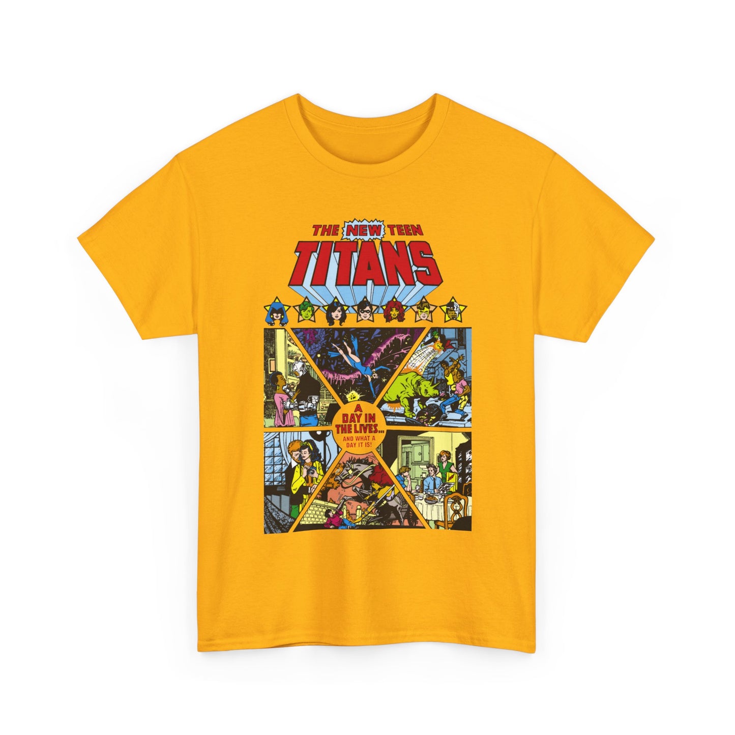 New Teen Titans T-Shirt - George Perez Art - #8 Cover - A Day in the Life - Robin, Wonder Girl, Cyborg, Starfire, Raven, Changeling, Kid Flash - DC Comics