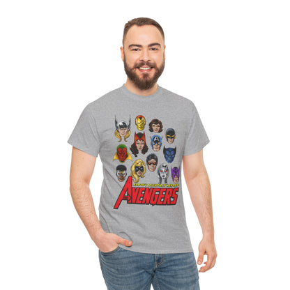 Avengers T-Shirt - John Byrne Art - Captain America, Scarlet Witch, Iron Man, Thor, Vision, Hawkeye, Wonder Man - Marvel Comics