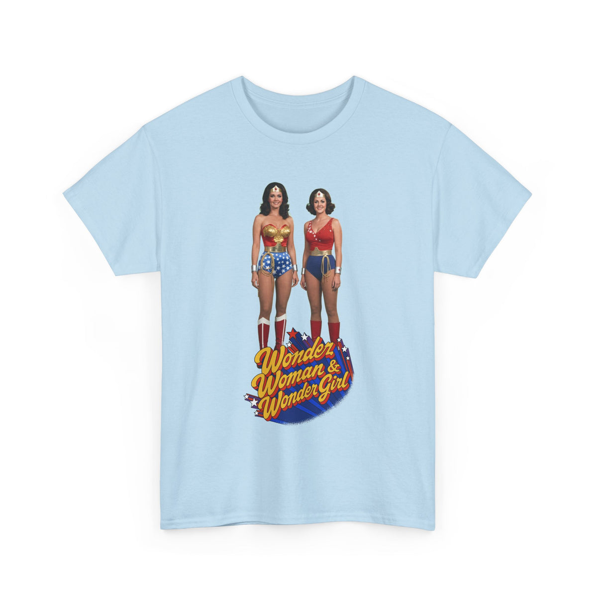 Wonder Woman & Wonder Girl T-Shirt - Lynda Carter Retro 1970s TV Show - DC Comics