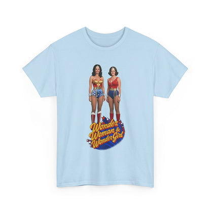 Wonder Woman & Wonder Girl T-Shirt - Lynda Carter Retro 1970s TV Show - DC Comics