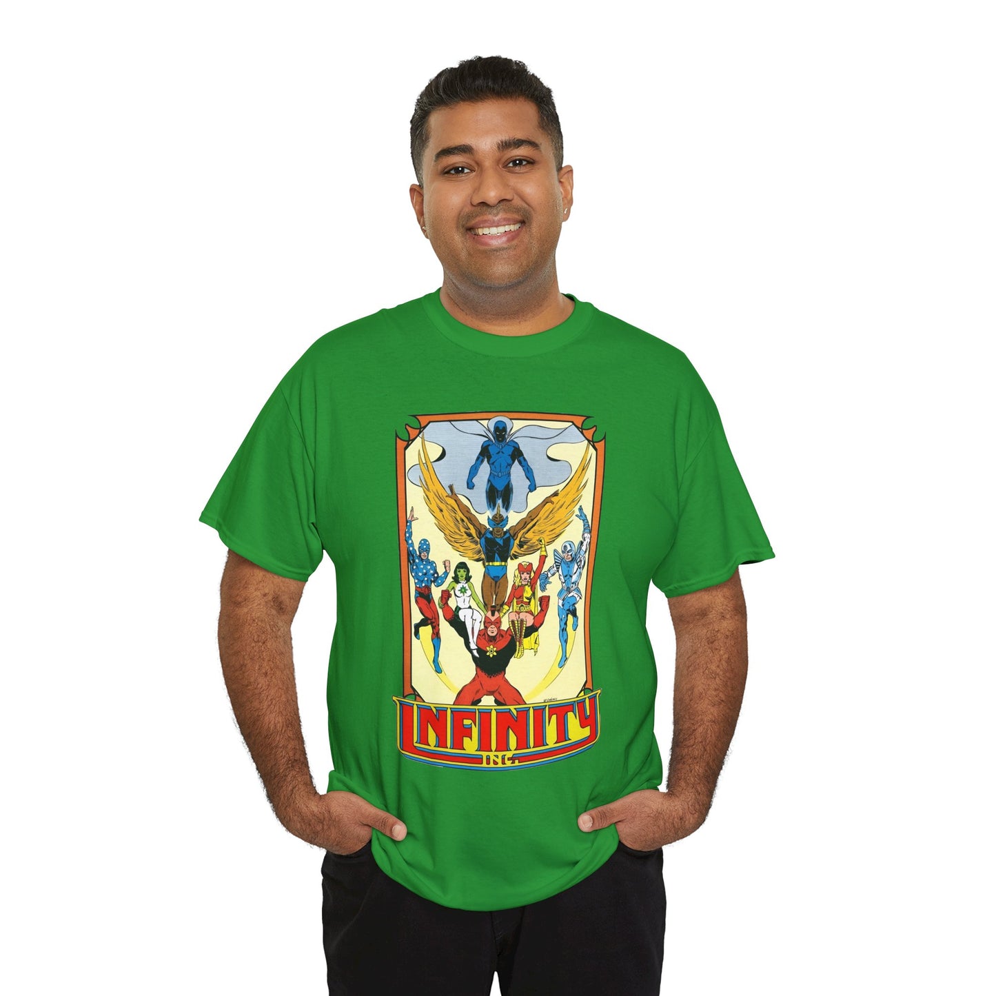 Infinity Inc Shirt - Todd McFarlane Art - Jade, Obsidian, Fury, Northwind, Nuklon, Silver Scarab, Star-Spangled Kid - JSA Successors - DC Comics