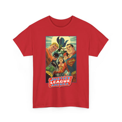 Justice League of America T-Shirt - Michael Cho Art - Superman, Flash, Wonder Woman, Green Lantern, Batman, Martian Manhunter - Silver Age Team - DC Comics