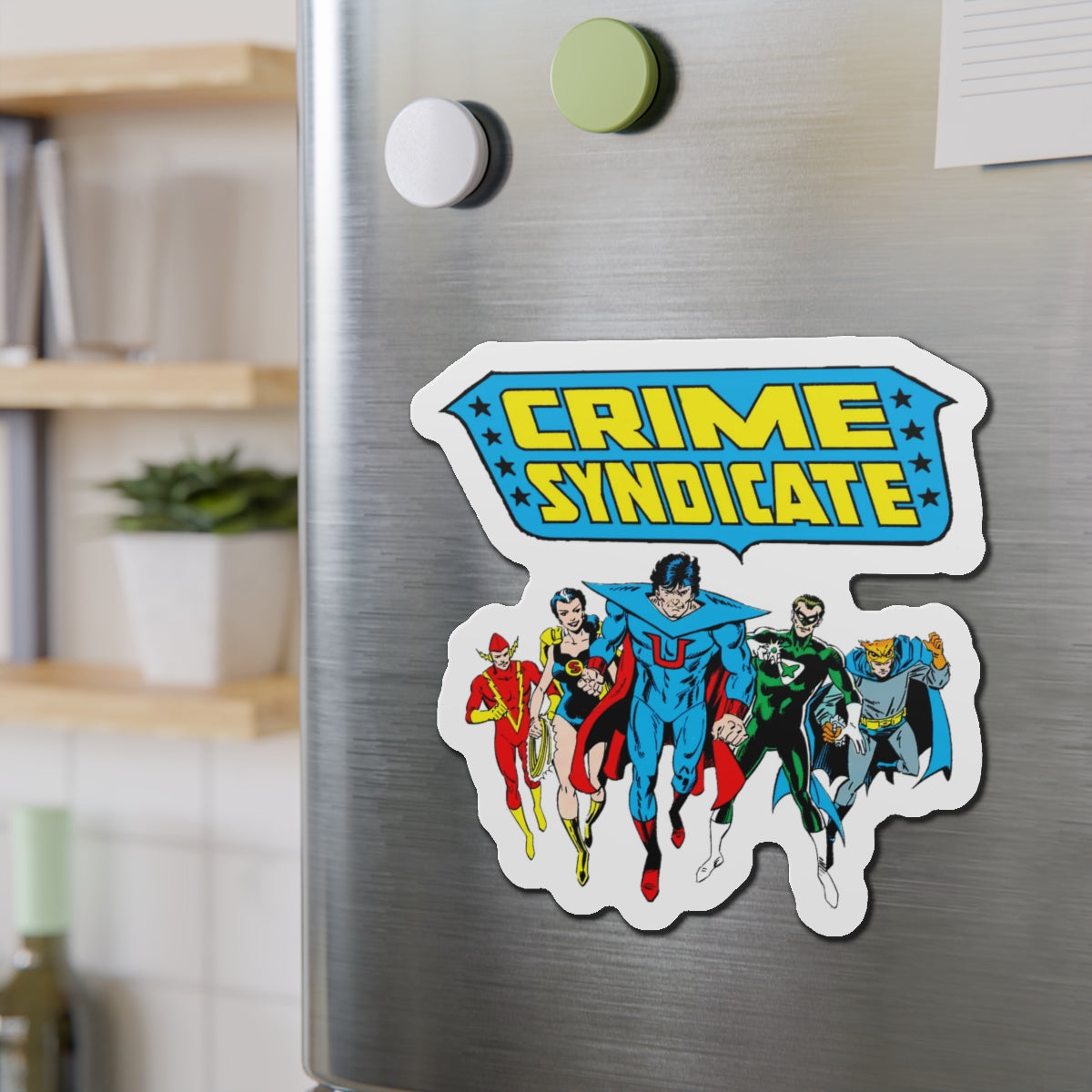 Crime Syndicate Die-Cut Magnet - Ultraman, Superwoman, Power Ring, Johnny Quick, Owlman - Earth 3 JLA Villains - Silver Age - DC Comics - 3", 4", 5", 6"