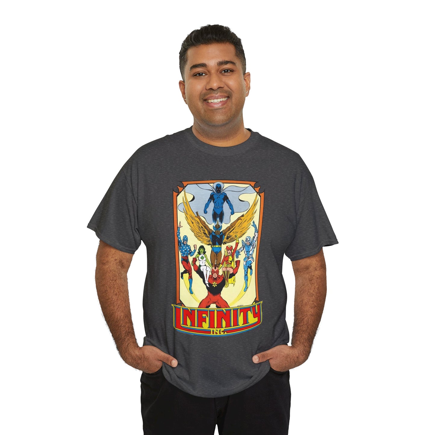 Infinity Inc Shirt - Todd McFarlane Art - Jade, Obsidian, Fury, Northwind, Nuklon, Silver Scarab, Star-Spangled Kid - JSA Successors - DC Comics