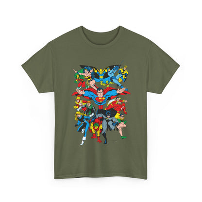 DC Legends T-Shirt - Linda Medley, Arthur Adams Art - Superman, Wonder Woman, Batman, Creeper, Black Canary, Guy Gardner, Blue Beetle, Booster Gold, Dr. Fate, Flash - DC Comics