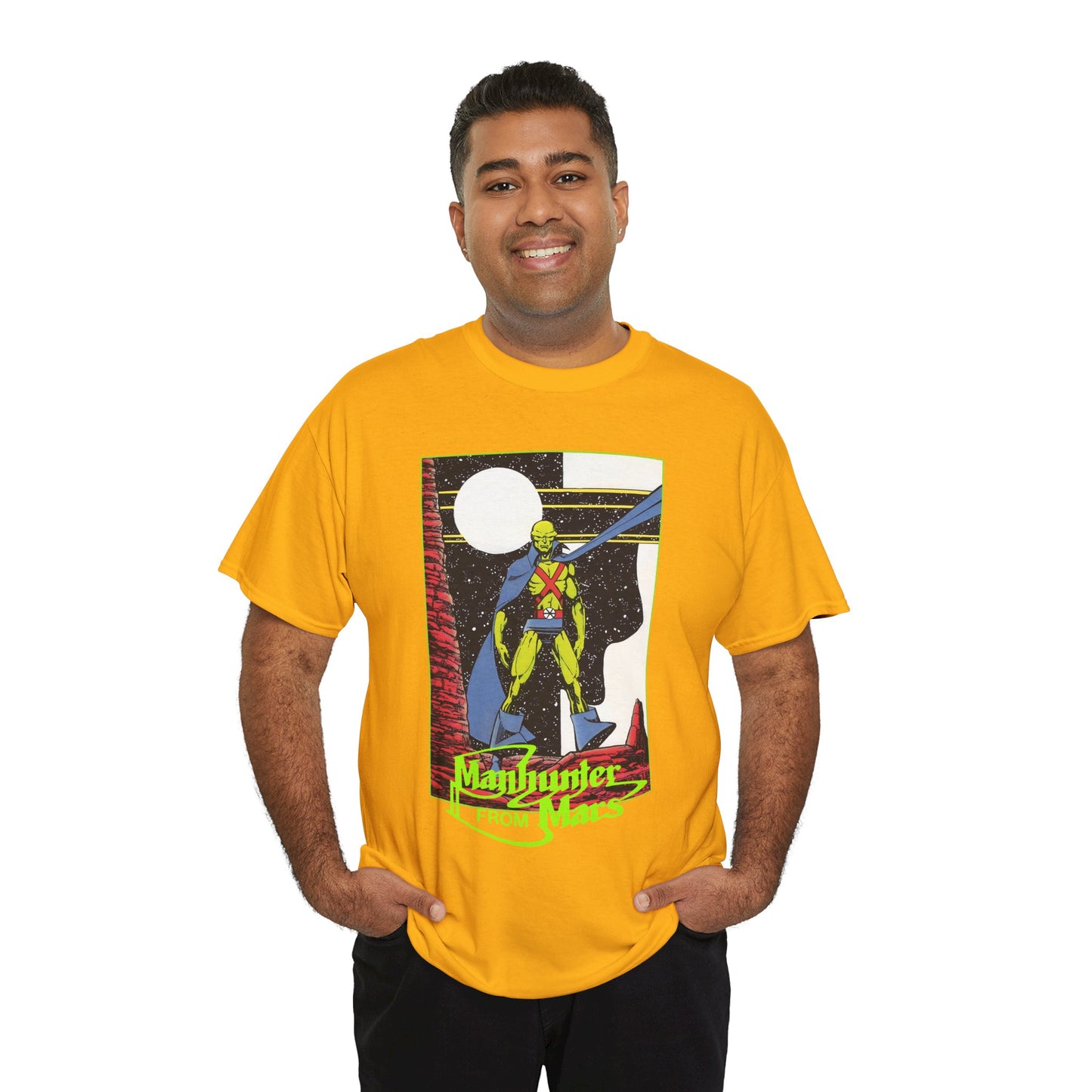 Martian Manhunter T-Shirt - George Perez Art - 1980s Justice League of America (JLA) Postcard Art - DC Comics