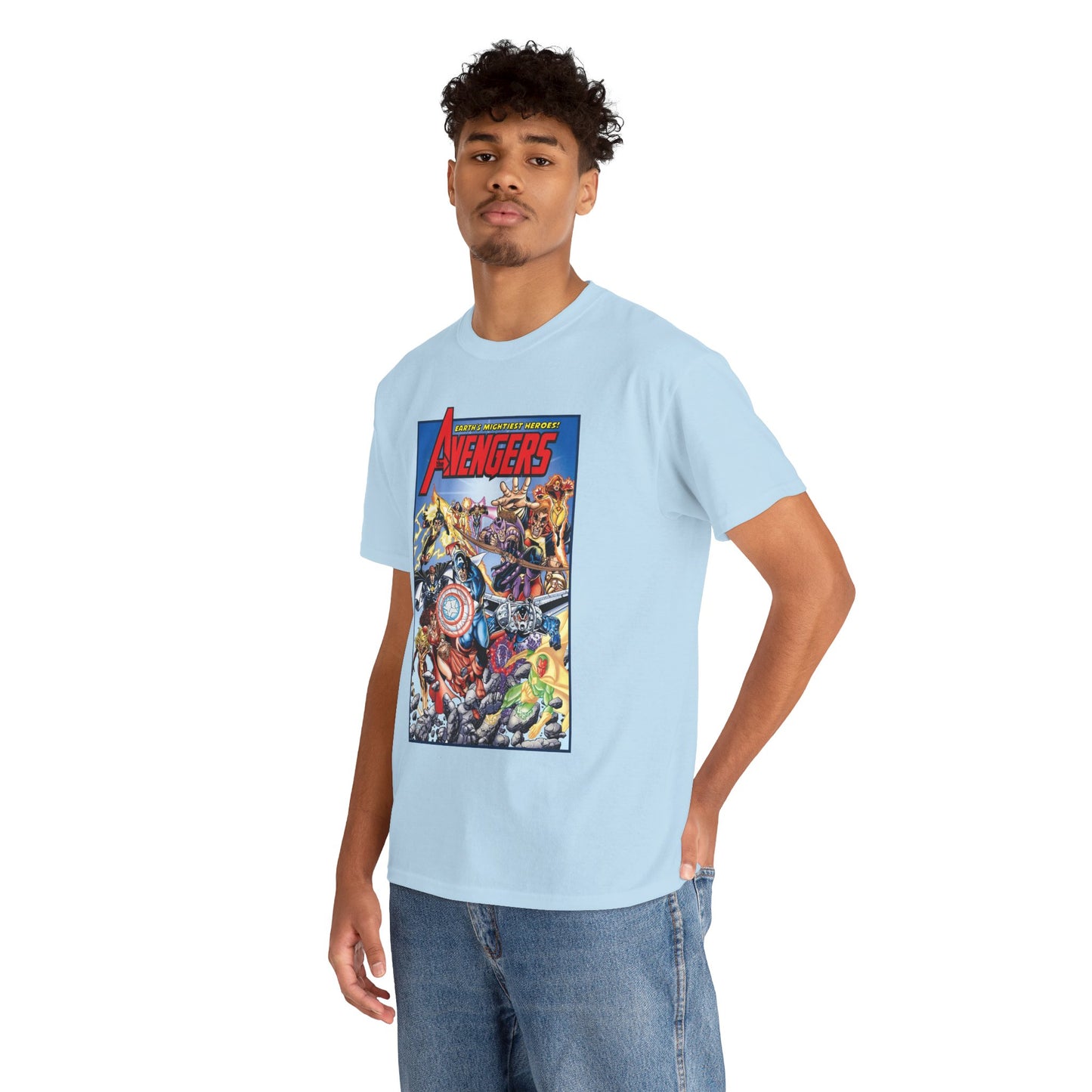 Avengers & Thunderbolts T-Shirt - George Perez Art - Captain America, Iron Man, Wonder Man, Scarlet Witch, Hawkeye, Citizen V, MACH-1, Techno, Atlas, Songbird - Marvel Comics