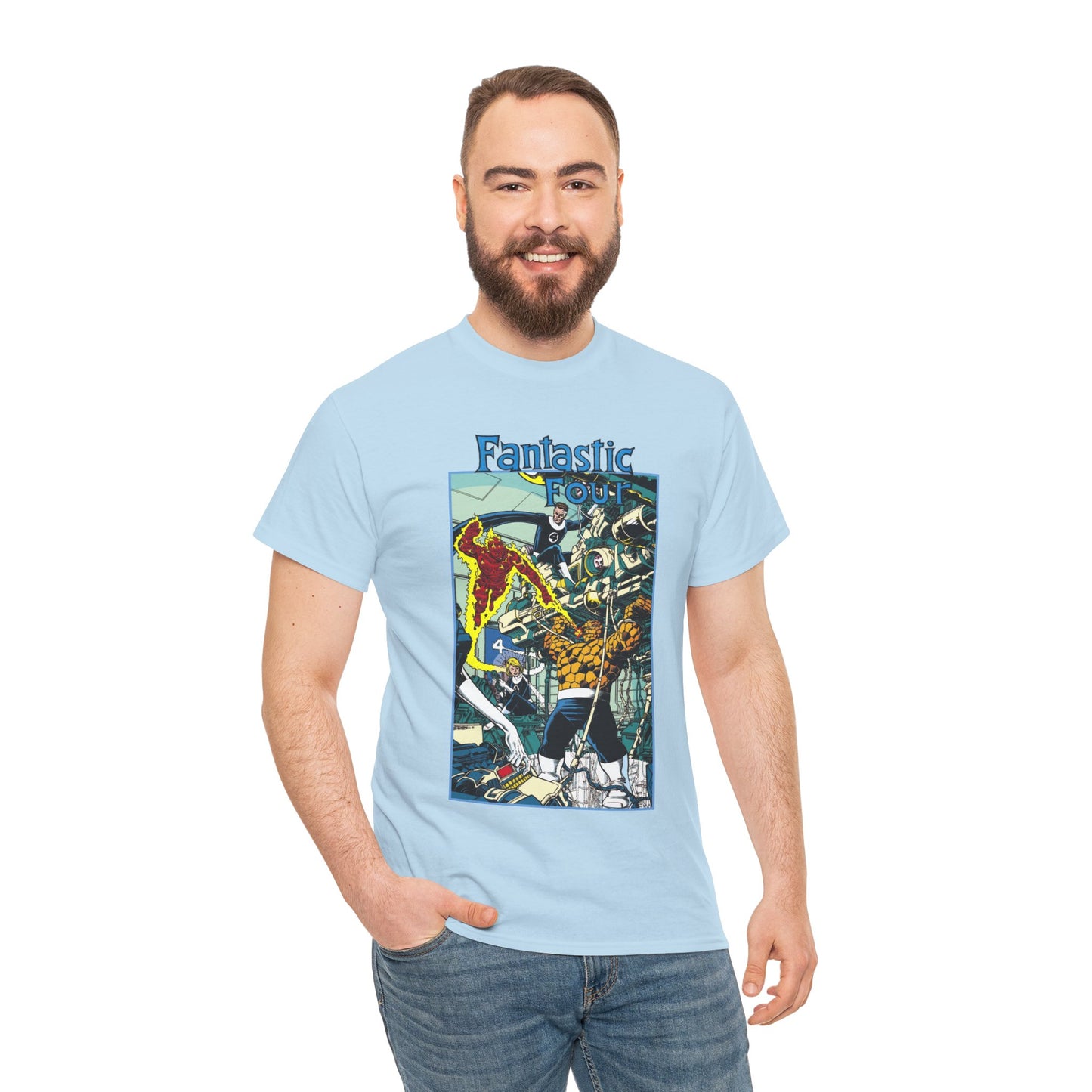 Fantastic Four T-Shirt - George Perez Art - Reed Richards, Invisible Woman, Human Torch, The Thing - Marvel Comics