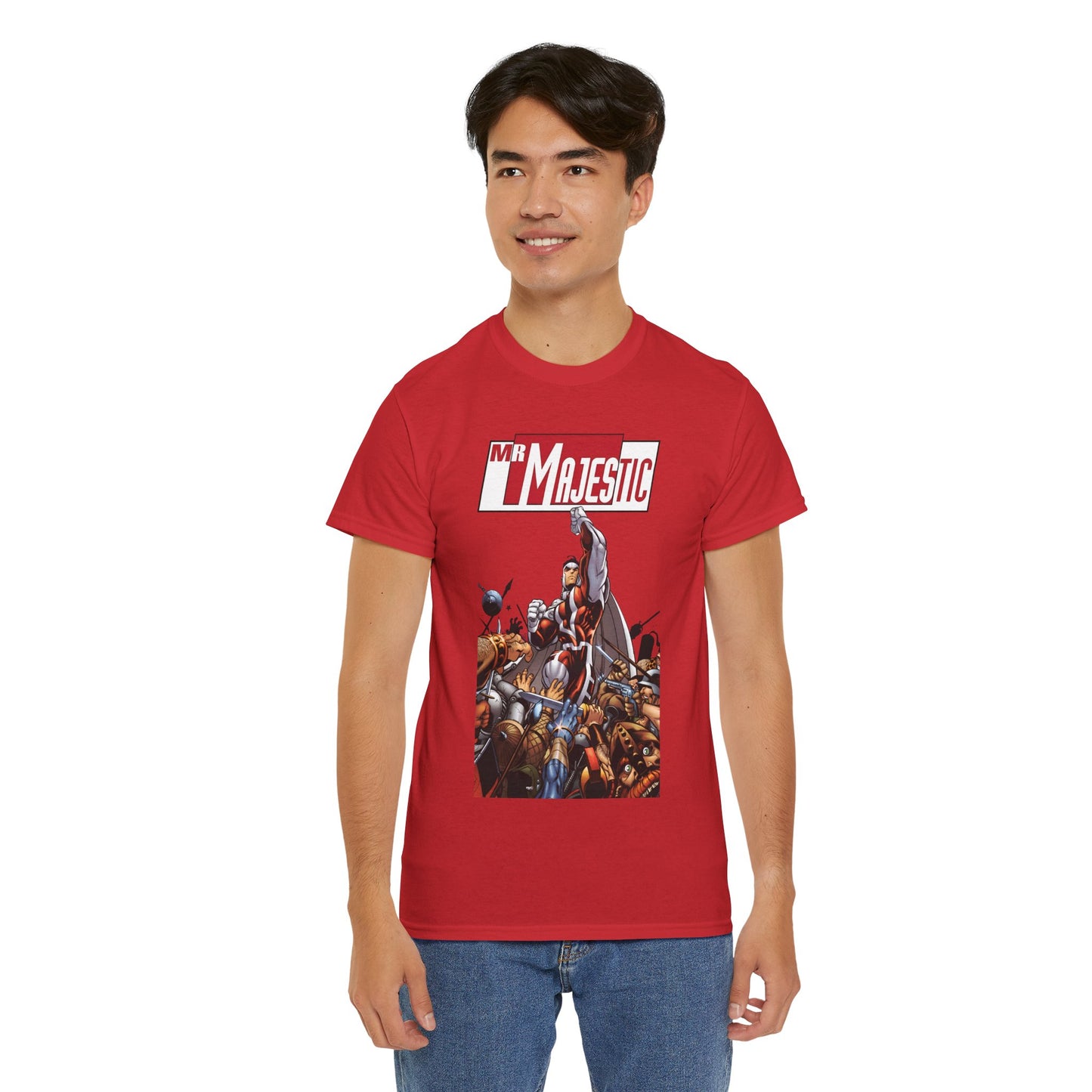 Mr. Majestic T-Shirt - Ed McGuiness Art - Flying Above His Attackers - DC/Wildstorm Comics