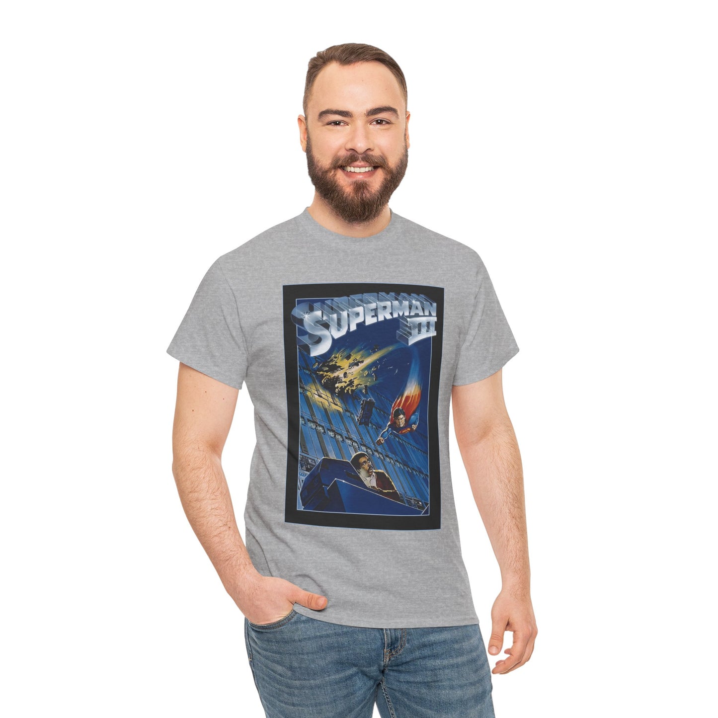 Superman III T-Shirt - Movie Poster Art - Christopher Reeve & Richard Pryor - Metropolis, Man of Steel - DC Comics