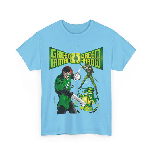 Green Lantern & Green Arrow T-Shirt - Neal Adams Art - Hal Jordan & Oliver Queen - Justice League Members - 1970s DC Comics