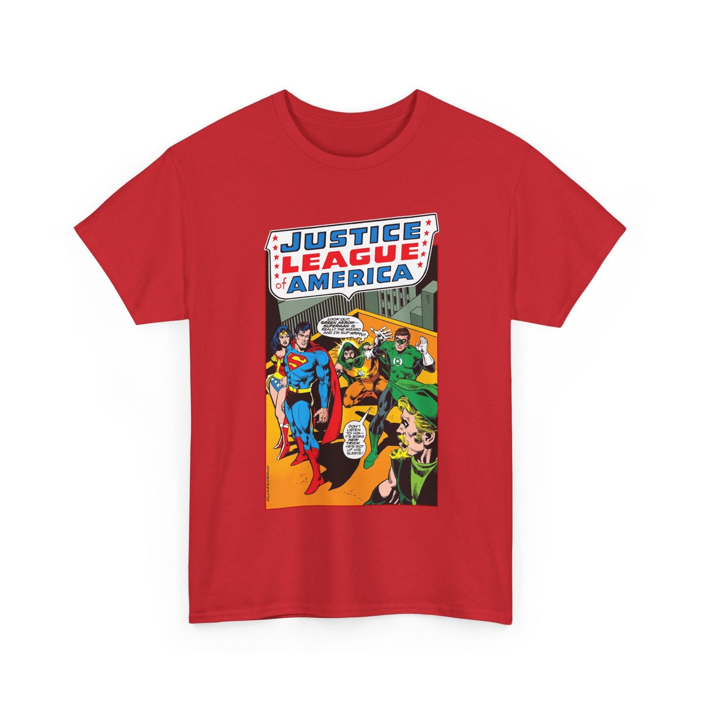 Justice League of America T-Shirt - Dick Dillin Art - Superman, Wonder Woman, Green Arrow, Green Lantern - DC Comics