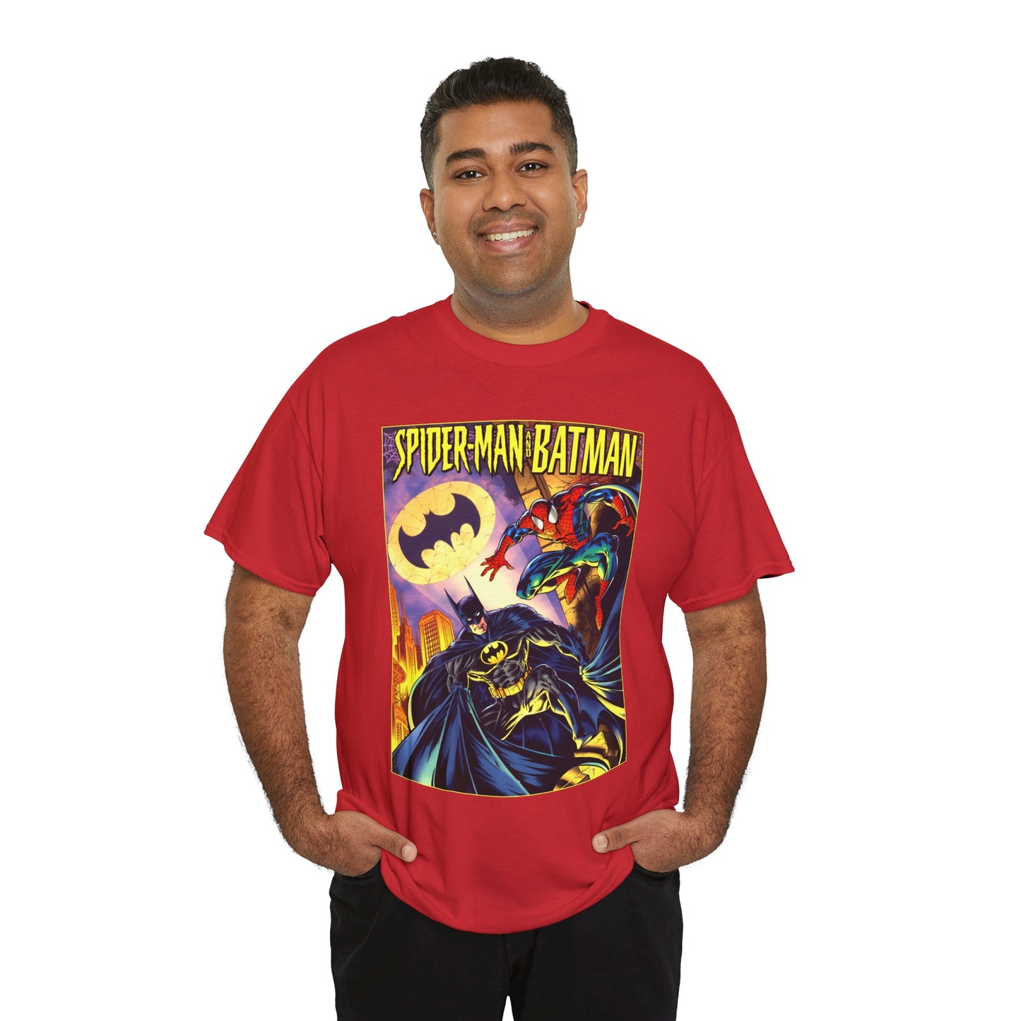 Batman/Spider-Man Shirt - Mark Bagley Art - DC Comics/Marvel Comics Cross-Over From the 1990s