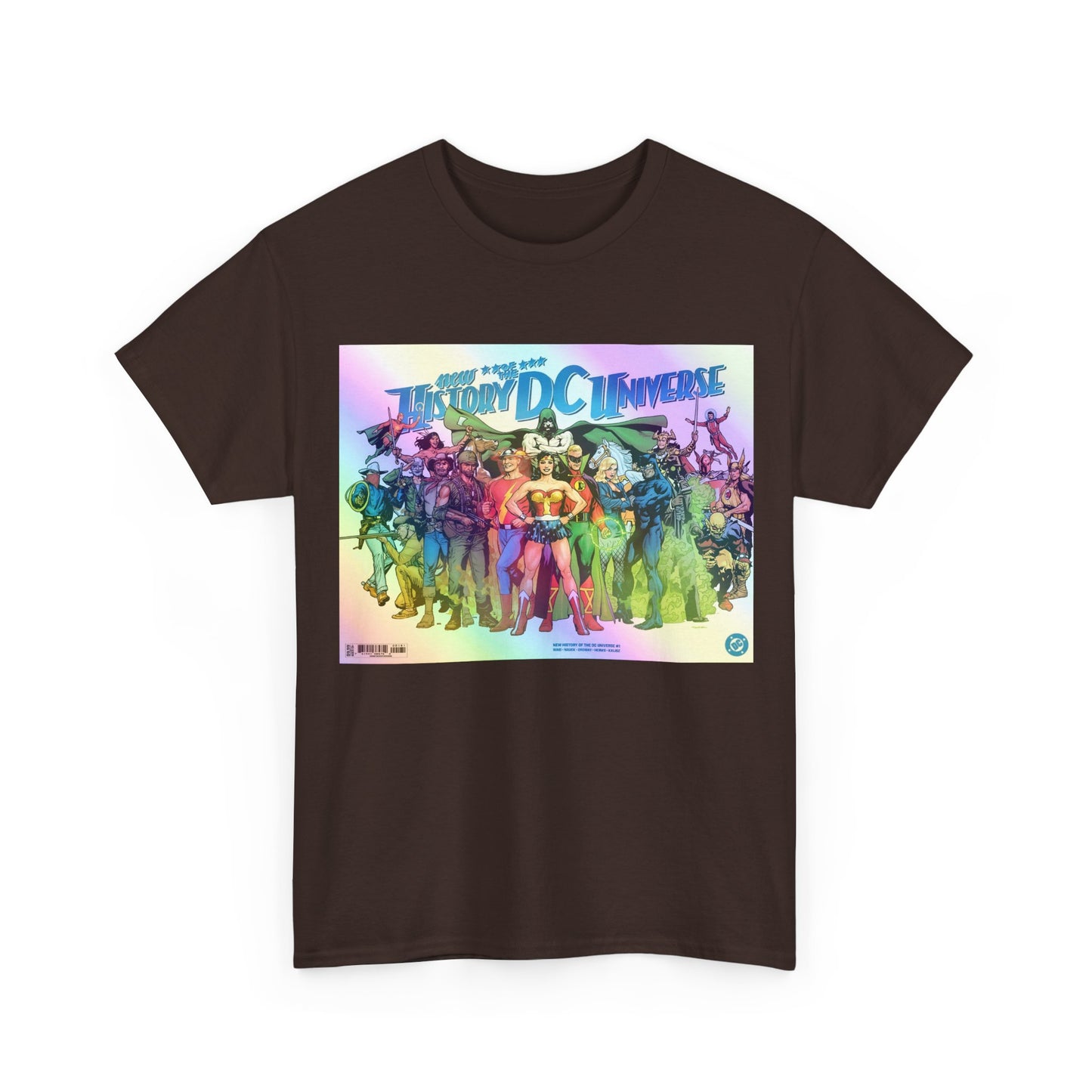 New History of the DC Universe T-Shirt - Wonder Woman, Wildcat, Black Canary, Sgt. Rock, Etrigan, Spectre, Jonah Hex - DC Comics