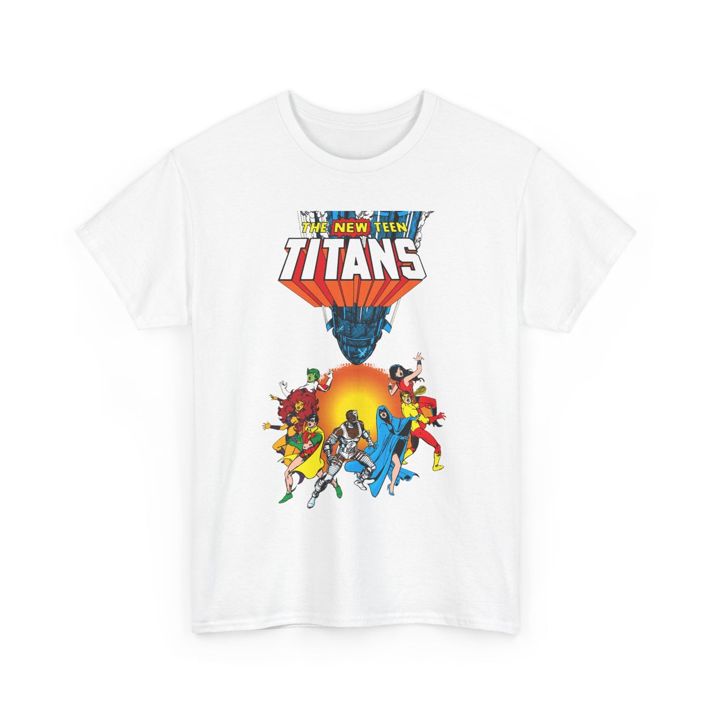 New Teen Titans T-Shirt - George Perez Art - Robin, Wonder Girl, Cyborg, Raven, Starfire, Kid Flash - #10 Cover Art - DC Comics