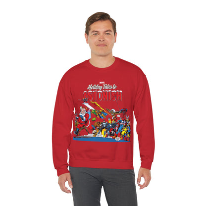 Marvel Comics Christmas Crewneck Sweatshirt - Spider-Man, Punisher, Ghost Rider, X-Men, Fantastic Four