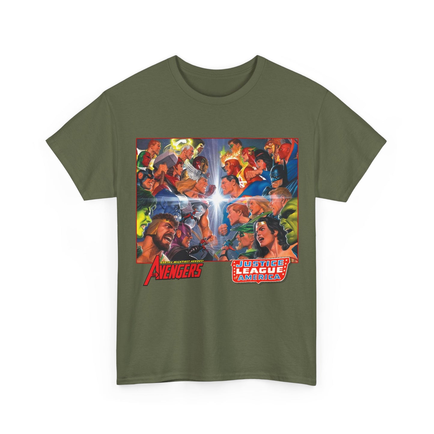 Avengers/Justice League of America T-Shirt - Alex Ross Art, George Perez Homage - DC Comics, Marvel Comics