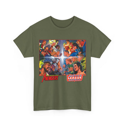 Avengers/Justice League of America T-Shirt - Alex Ross Art, George Perez Homage - DC Comics, Marvel Comics