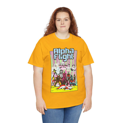 Alpha Flight T-Shirt - Mike Mignola Art - Northstar, Aurora, Snowbird, Shaman, Puck - X-Men: Magneto, Colossus, Shadowcat, Storm - Marvel Comics