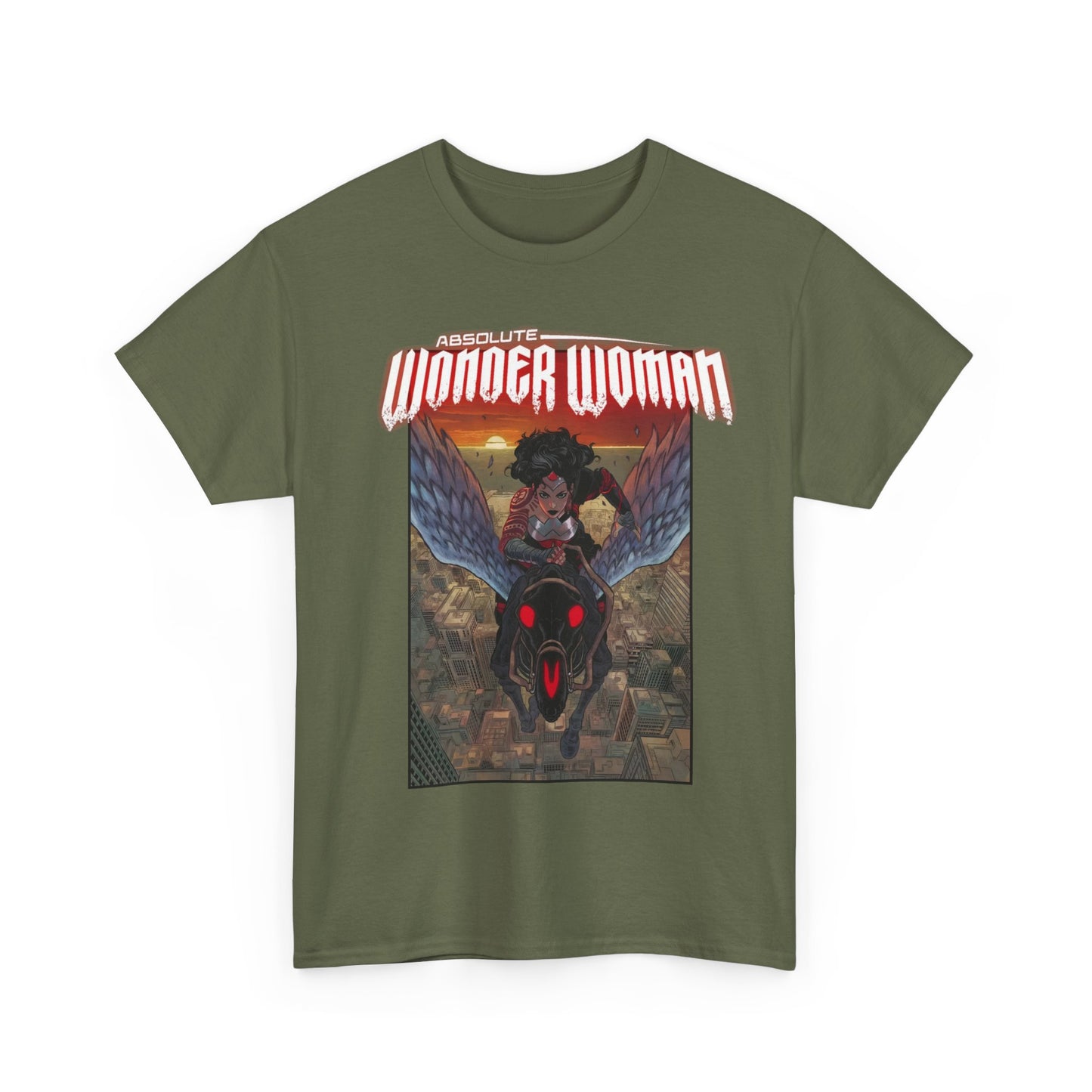 Absolute Wonder Woman T-Shirt - Hayden Sherman Art - DC Comics All-In - Raised in Hell by Circe - Riding Pegasus