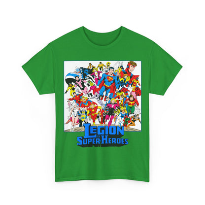 Legion of Super-Heroes T-Shirt - Greg Laroque Art - Who's Who in DC Comics - Superboy, Cosmic Boy, Dream Girl, Dawnstar, Supergirl, Sun Boy, Wildfire, Element Lad, Invisible Kid, Saturn Girl, Lightning Lad - DC Comics