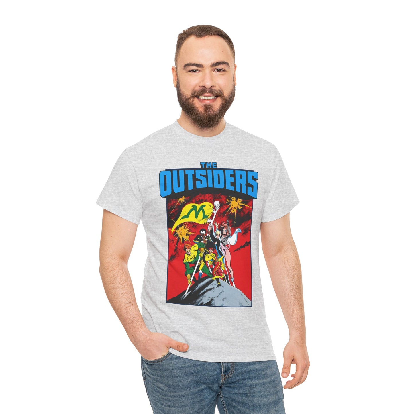 Outsiders T-Shirt - Alan Davis Art - Geo-Force, Halo, Black Lightning, Metamorpho, Katana - DC Comics
