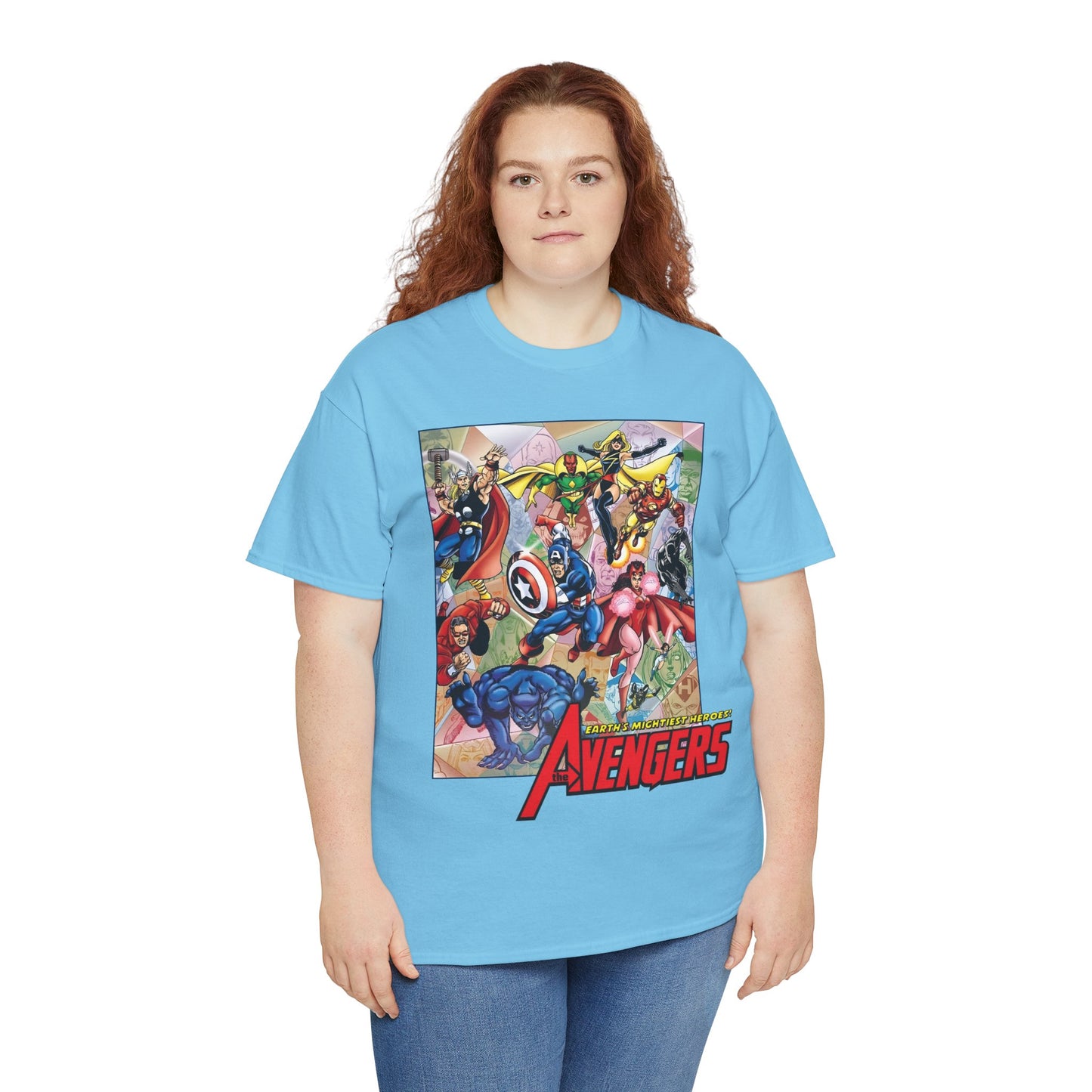 Avengers T-Shirt - George Perez Art - Captain America, Iron Man, Thor, Scarlet Witch, Black Panther, Wonder Man, Beast, Vision - Marvel Comics