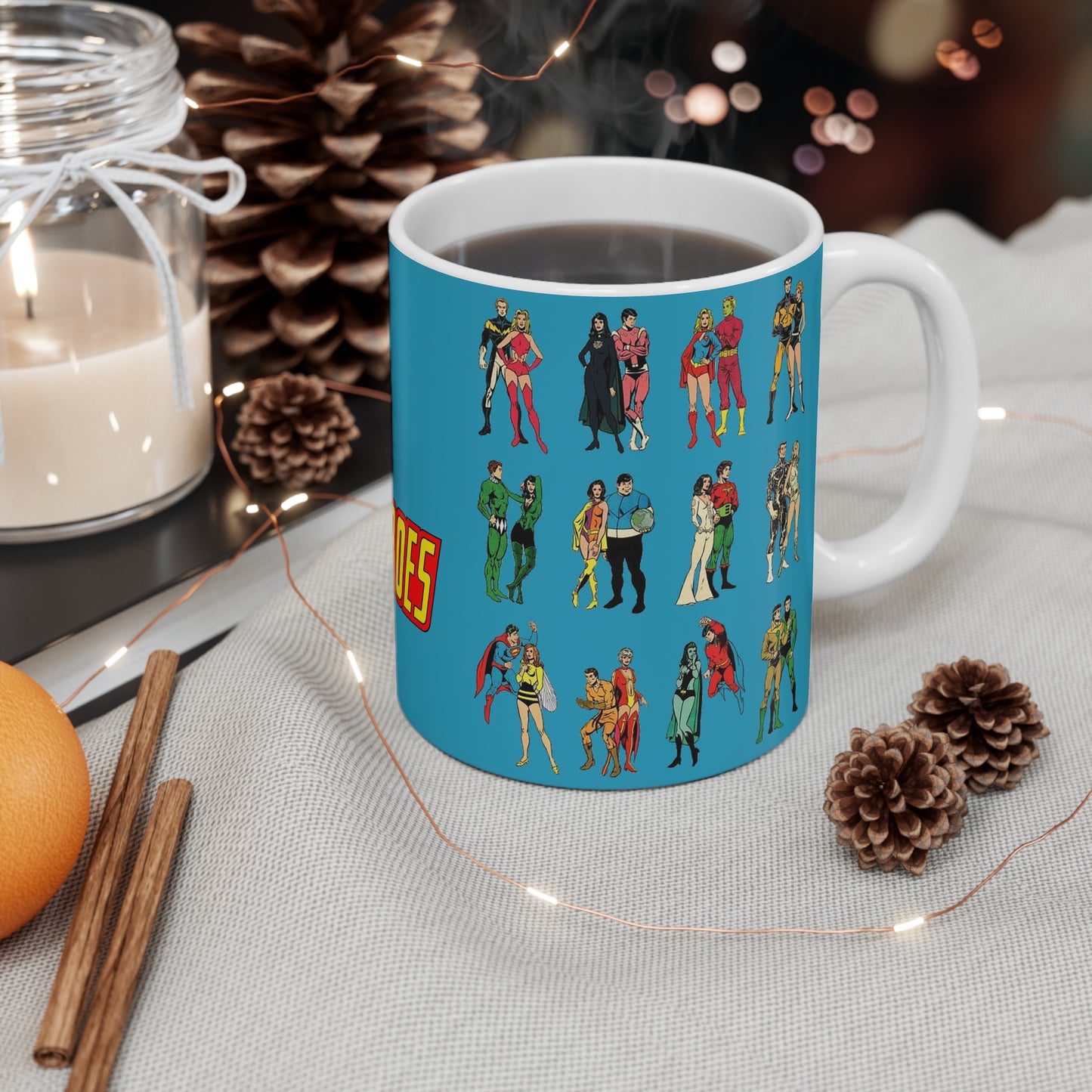 Superboy & Legion of Super-heroes Coffee Mug, 11oz - DC Comics - Bronze Age Art - Cosmic Boy, Supergirl, Brainiac 5, Lightning Lad, Saturn Girl - LOSH