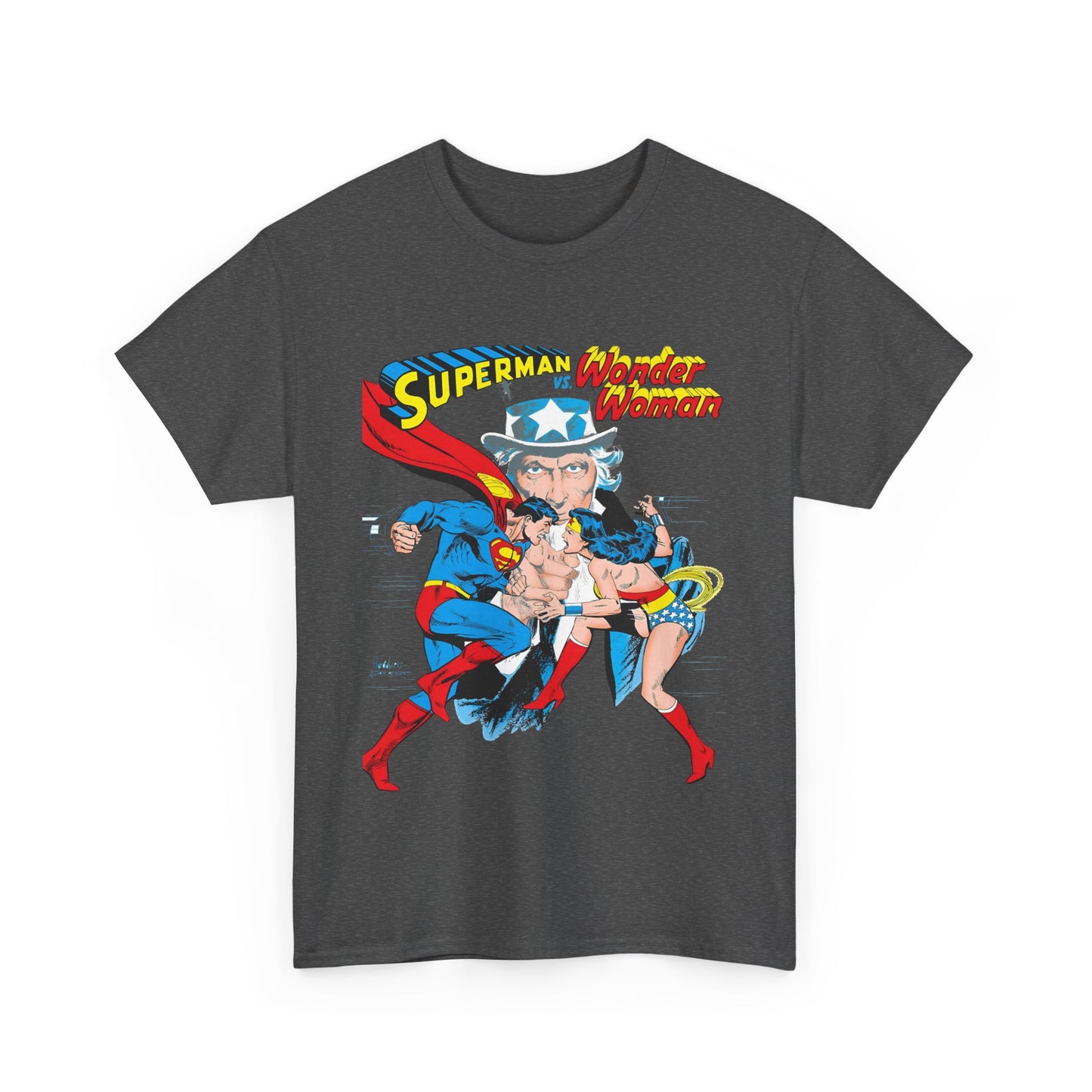 Superman Vs Wonder Woman T-Shirt - José Luis García-López Art - Popular 1970s Tabloid Story - DC Comics